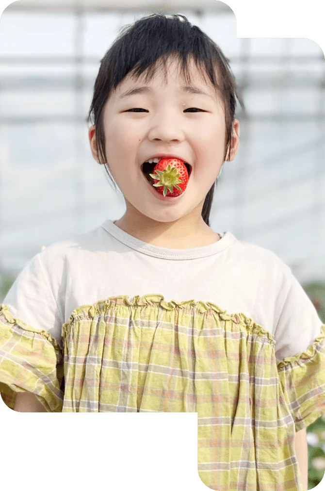 いちごを食べる少女